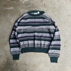 vintage‎ 80s 90s jcpenney the mens store  funky knit patterned sweater mens L